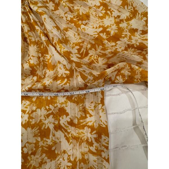 Vici Floral Long Sheer Blouse Women’s Medium Mustard Yellow Cottagecore Coquette - Picture 10 of 16